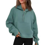 Yoga Scuba Half Zip Hoodie Jacket Designer Sweater Women's Define Workout Sport Coat Fitness Activewear Top Solid Zipper Sweatshirt Sports Gym Clothes