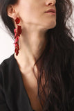 Red Petal Tassel Earrings