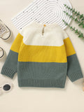 Cute Cartoon Fox Long Sleeve Baby Sweater - Soft Medium Stretch Acrylic Knit Fabric, Rib-Knit Crew Neck, Pullovers, Raglan Sleeve - Hand Washable, Perfect for Fall/Winter Season