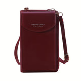 Mini Crossbody Wallet, Zipper Around Clutch Purse, PU Leather Mobile Phone Bag (7.48*3.74*1.65) Inch