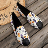 lovefery - Halloween Cream White Casual Patchwork Printing Round Comfortable Flats Shoes