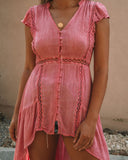 Wandering Soul High Low Crochet Tunic - Pink