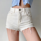 lovefery - Frayed High Waist Denim Shorts