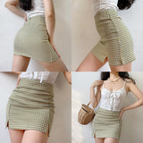 lovefery - Olive Check Mini Skirt