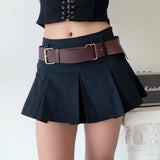 lovefery - Y2K Corduroy Pleated Mini Skirt // Black