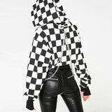 Women's Hoodies Sweatshirts Retro Women Hoodies Sexy Gothic Punk Chain Crop Top Hooded Pullover Hoody Jumper Cosplay Tops Plus Size Casual Sweatshirts 230826