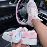 lovefery - Pink Casual Patchwork Frenulum Contrast Round Comfortable Out Door Shoes