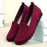 Womens Comfy Solid Color Knit Loafers - Lightweight Non-slip Slip-Ons for Casual Walking - Flexible, Durable & Stylish Everyday Shoes