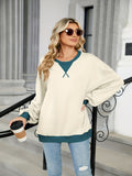 Women Autumn And Winter Solid Color Round Neck Loose Sweatshirt Sweatshirt, Block Color