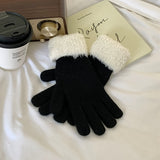 Thick Wool Cuff Knit Gloves Short Solid Color Soft Warm Gloves Autumn Winter Coldproof Versatile Split Finger Gloves