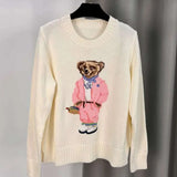 Women Sweaters Cartoon Rl Bear Women Winter Clothing Fashion Long Sleeve Knitted Pullover Cotton Wool Cotton Soft KOQ6