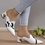 lovefery - White Casual Patchwork Pointed Out Door Wedges Shoes (Heel Height 2.75in)