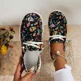 lovefery - Black Casual Patchwork Printing Round Comfortable Shoes