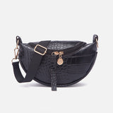 lovefery - Women Crocodile Pattern Crescent Shoulder Bag Minimalist Solid Color Crossbody Bag