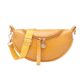 lovefery - Women Crocodile Pattern Crescent Shoulder Bag Minimalist Solid Color Crossbody Bag