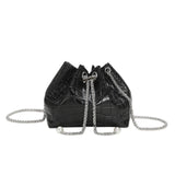 lovefery - Mini Crocodile Embossed Bucket Bag Drawstring Crossbody Bag Shoulder Bag & Purse for Women