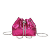 lovefery - Mini Crocodile Embossed Bucket Bag Drawstring Crossbody Bag Shoulder Bag & Purse for Women