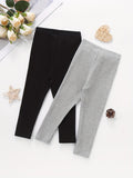 Toddler Girls 2pcs 94% Cotton Solid Leggings Set Comfy Pants For Yoga Sports Running Gift Outdoor