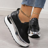 lovefery - Black Casual Sportswear Patchwork Contrast Round Comfortable Out Door Shoes