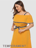 Solid Color Waist Short Sleeve Sling Dress