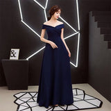 lovefery Noble Bridal Toast Clothing Host Evening Dress Cross off-Shoulder Short Sleeve Slimming Long Dress Elegant