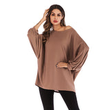 LOVEFERY 2025 New autumn round neck thin solid color long-sleeved top women's knitted sweater bat sleeve loose pullover women's clothing