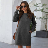 lovefery Wichita Cotton Pocketed Sweatshirt Dress - Portabella