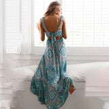 Wonderful World Printed Puff Sleeve Maxi Dress