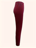 Plus Size Solid Fleece Wideband Waist High Rise Yoga Leggings - Women Plus - Soft, Stretchy, and Breathable for Ultimate Comfort and Support - Ideal for Fitness, Yoga, and Everyday Wear