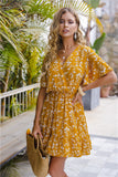 Silva Open Back Floral Dress - Yellow