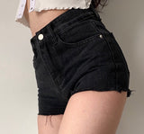 lovefery - Frayed High Waist Denim Shorts