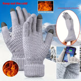 Thermal Winter Gloves - Ultra-Warm Knit Insulation, Touch Screen Compatible, Thickened Palm, Solid Color Design for Cycling and Hiking - Available in 1, 2, or 3 Pairs