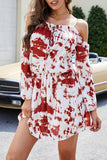 Tie Dye Split Joint Spaghetti Strap Waist Skirt Dresses