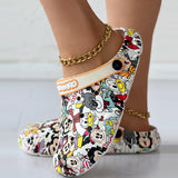 lovefery - Multicolor Casual Living Graffiti Patchwork Round Comfortable Shoes