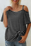 Striped Oblique Collar T-Shirts