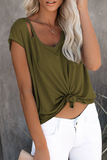 Solid Ripped O Neck T-Shirts