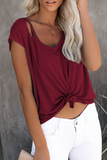 Solid Ripped O Neck T-Shirts