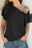 Solid Oblique Collar T-Shirts