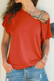 Solid Oblique Collar T-Shirts