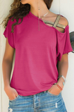 Solid Oblique Collar T-Shirts