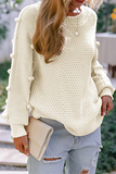 Solid Split Joint O Neck Tops Sweater