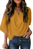 Solid Flounce V Neck T-Shirts