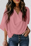 Solid Flounce V Neck T-Shirts