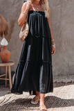 Solid Split Joint Spaghetti Strap Cake Skirt Dresses