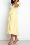 Solid Split Joint Square Collar Cake Skirt Dresses