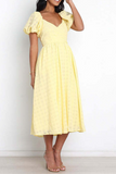 Solid Split Joint Square Collar Cake Skirt Dresses