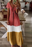 Solid Split Joint V Neck Cake Skirt Dresses