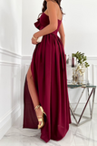 Solid Flounce One Shoulder Cake Skirt Dresses