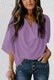 Solid Flounce V Neck T-Shirts