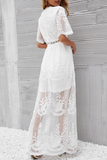 Solid Lace V Neck Lace Dresses